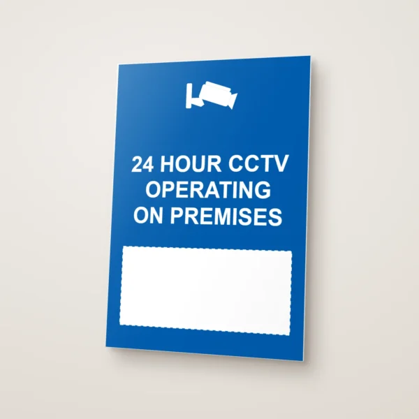 24 Hour CCTV Operating on Premises Write-On Sign