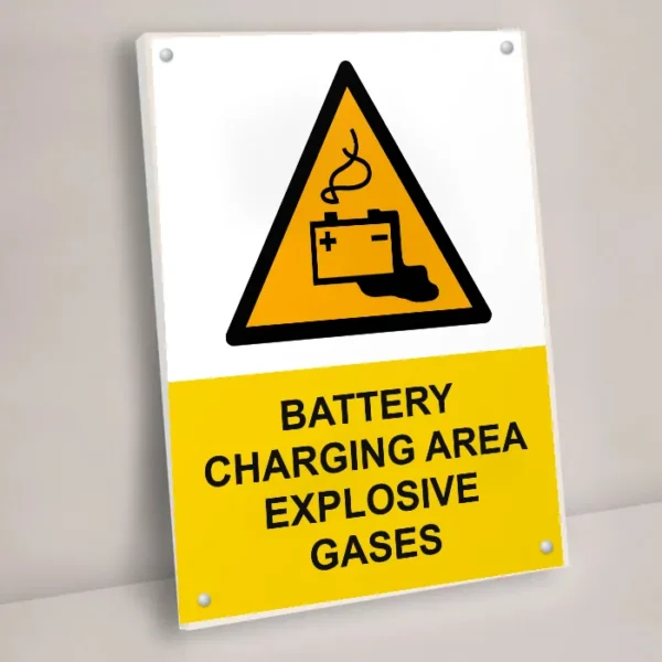 Battery Charging Area Explosive Gases Sign