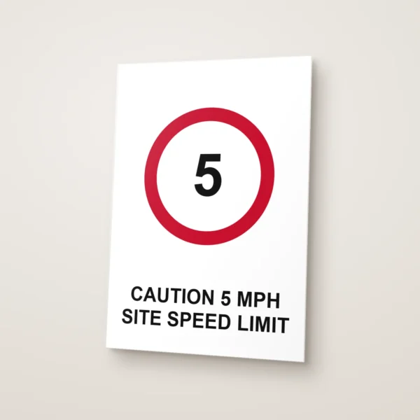 Caution 5 mph Site Speed Limit Sign