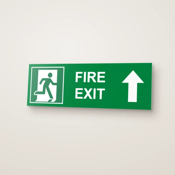 Fire Exit Running Man Right Arrow Up (HTM 65) Sign