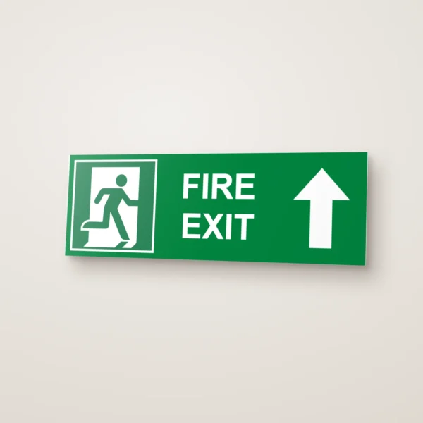 Fire Exit Running Man Right Arrow Up (HTM 65) Sign