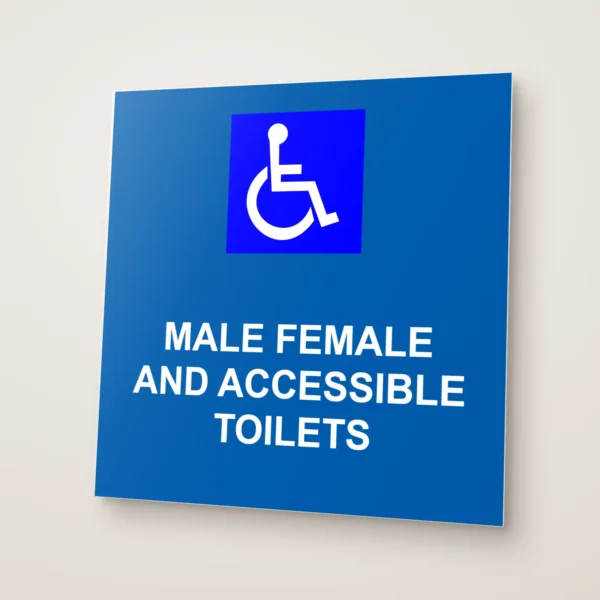 Male Female and Accessible Toilets Sign
