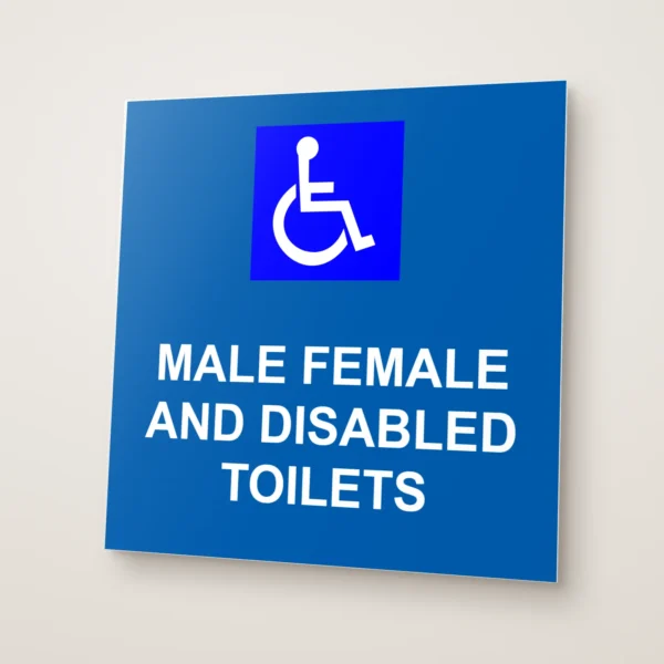 Male Female and Disabled Toilets Sign