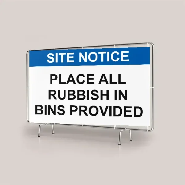 Place All Rubbish in Bins Provided Site Banner