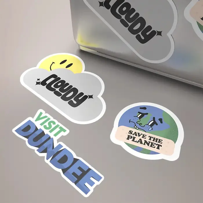 Outdoor vinyl stickers: a printed round vinyl sticker on a smooth surface