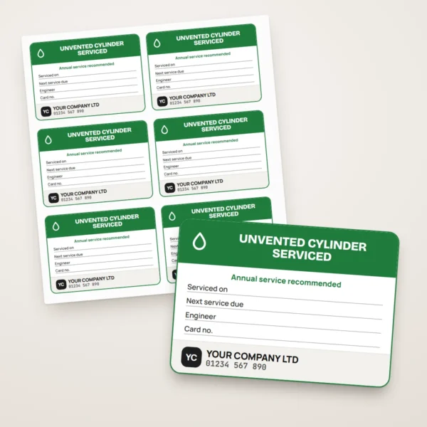 Unvented Cylinder Service Labels